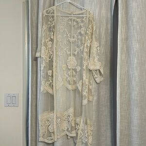 Off-white, sheer kimono cardigan